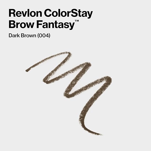 REVLON COLORSTAY BROW FANTASY, ALL IN ONE EYEBROW POWDER PENCIL WITH SHAPING CLEAR GEL, GEL INFUSED WITH PANTHENOL, SMUDGE-PROOF, 16HR VISIBLY FULL BROWS, 004 DARK BROWN