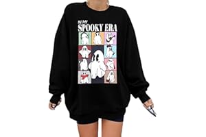 KIMSOONG Halloween Sweatshirts for Women Halloween Shirts: Oversized in My Spooky Era Sweatshirt Ghost Crewneck Pullover