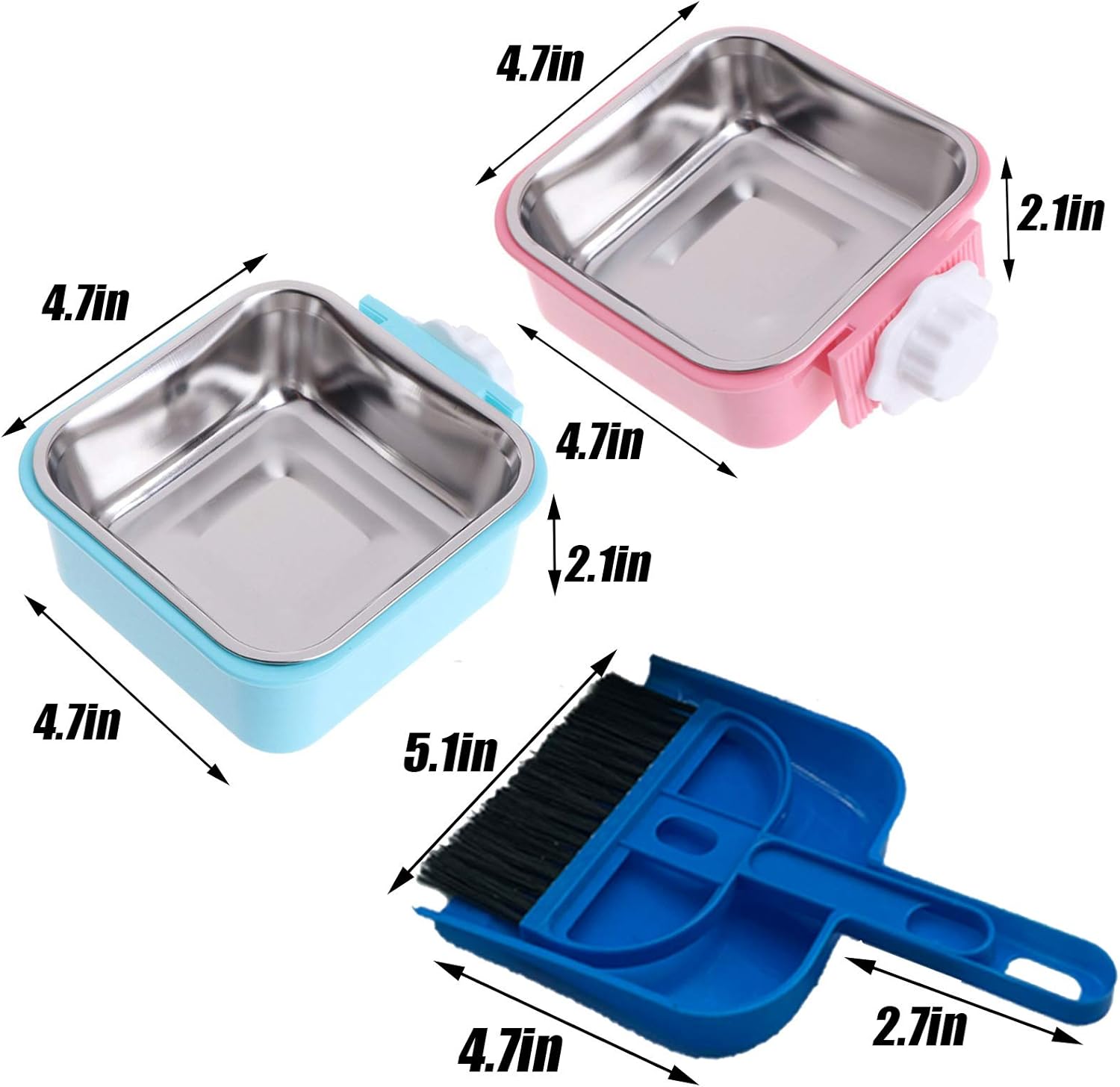 Tfwadmx Cat Food Bowl for Cage, Small Pet Hanging Removable Water Dish Feeding Cup with Holder Small Cleaning Broom Set for Dog Puppy Rabbit Chinchilla Guinea Pig. : Kitchen & Dining
