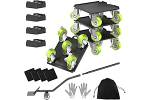 LOYAL TIGER Furniture Dolly,Furniture Mover Pro Set,Furniture Lifter with 5 360° Rotatable Universal Wheels，Carbon Steel Panel Furniture Movers，Maximum Load 2204LBS,Green.