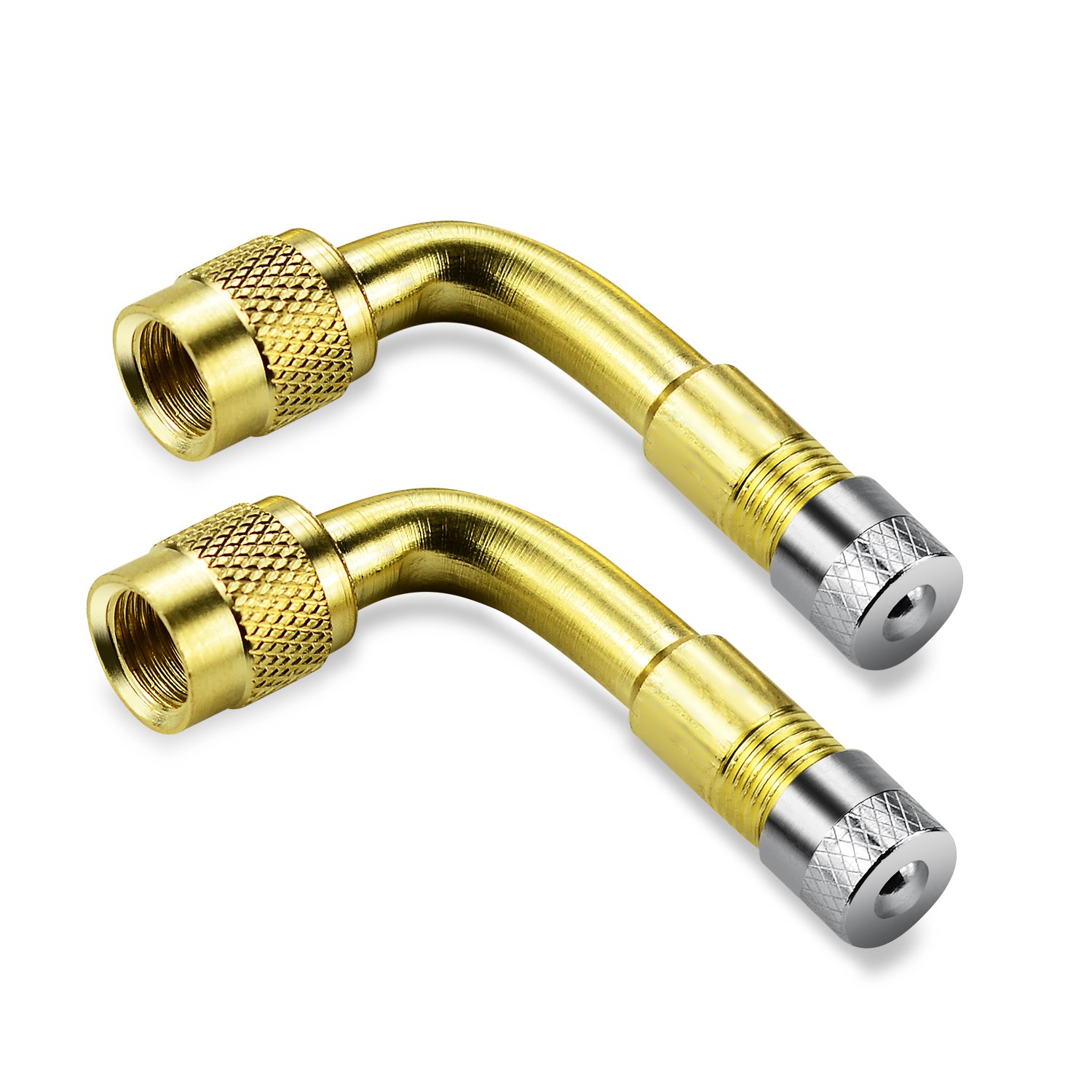 LOOYUAN 2PCS 90 Degree Universal Schrader Air Tyre Valve Stem Extension