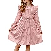 DOKOTOO KIDS Girls Vintage Puff Long Sleeve Ruffle Dresses with Two Side Pockets for 6-13 Years, Fall/Spring/Summer