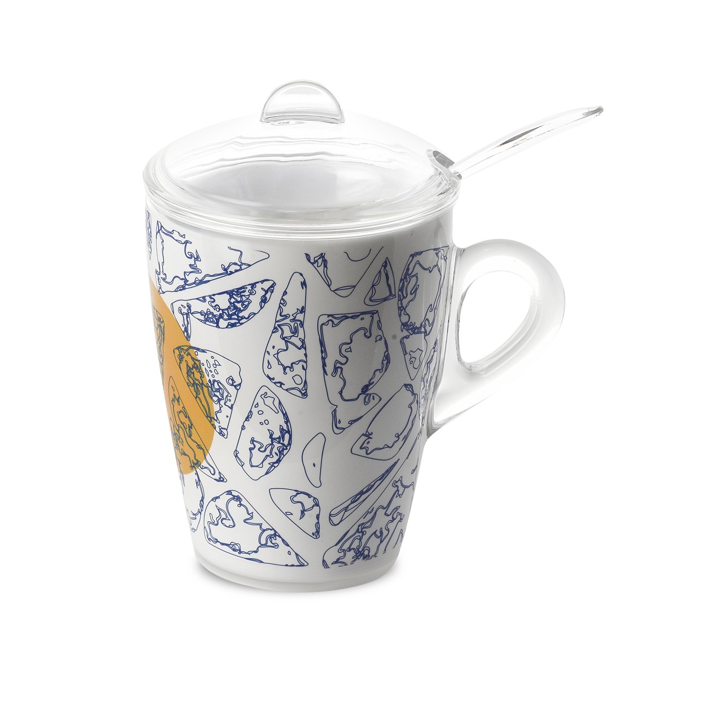Omada Design Mug for tinsane Cup with Filter and Spoon, indelible Decoration, Plexart Line