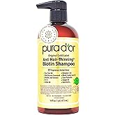 PURA D'OR Original Gold Label Anti-Thinning Shampoo – CLINICALLY TESTED Botanical Formula – Biotin & Argan Oil – Sulfate-Free Strengthening & Volumizing for Fuller-Looking Hair, Men & Women, 16 fl oz