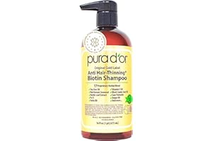 PURA D’OR Original Gold Label Anti-Thinning Shampoo – CLINICALLY TESTED Botanical Formula – Biotin & Argan Oil – Sulfate-Free Strengthening & Volumizing for Fuller-Looking Hair, Men & Women, 16 fl oz