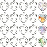 CHGCRAFT 100Pcs Maple Leaf Open Back Bezel Charms Pendants Zinc Alloy Pendants Bezel Blank Trays Geometric Hollow Frame Charms For DIY UV Resin Epoxy Resin Pressed Flower Jewelry Antique Silver