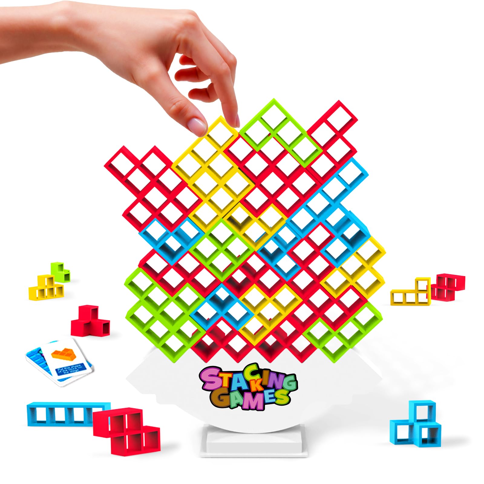 Photo 1 of iuuoi 64 PCS Tetra Board Game for Kids and Adults, Balance Stacking Game for 2 Players+ Party, Family and Friends,Tower Stack Team Building Blocks Toy