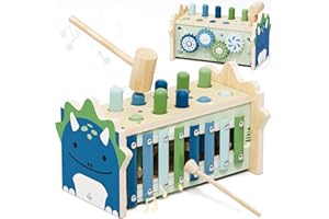 Lehoo Castle Baby Montessori Toys for 1 2 Year Old, Wooden Hammering Pounding Toy with Xylophone, Educational Learning Activi