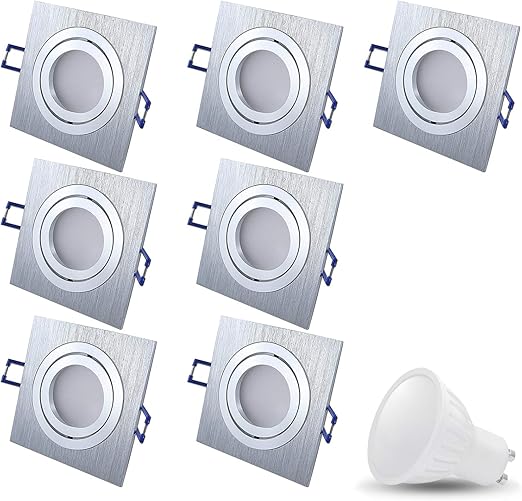 LED Einbaustrahler Schwenkbar STAR Quadratisch Matt-Chrom/Silber Inkl