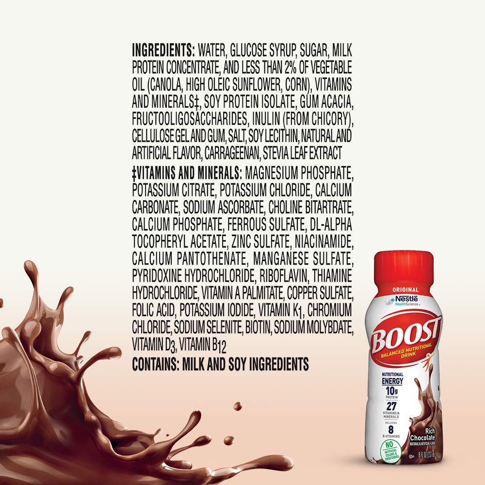 Boost Original Nutritional Drink, Rich Chocolate, 8 Fl Oz (Pack of 24) : Grocery & Gourmet Food