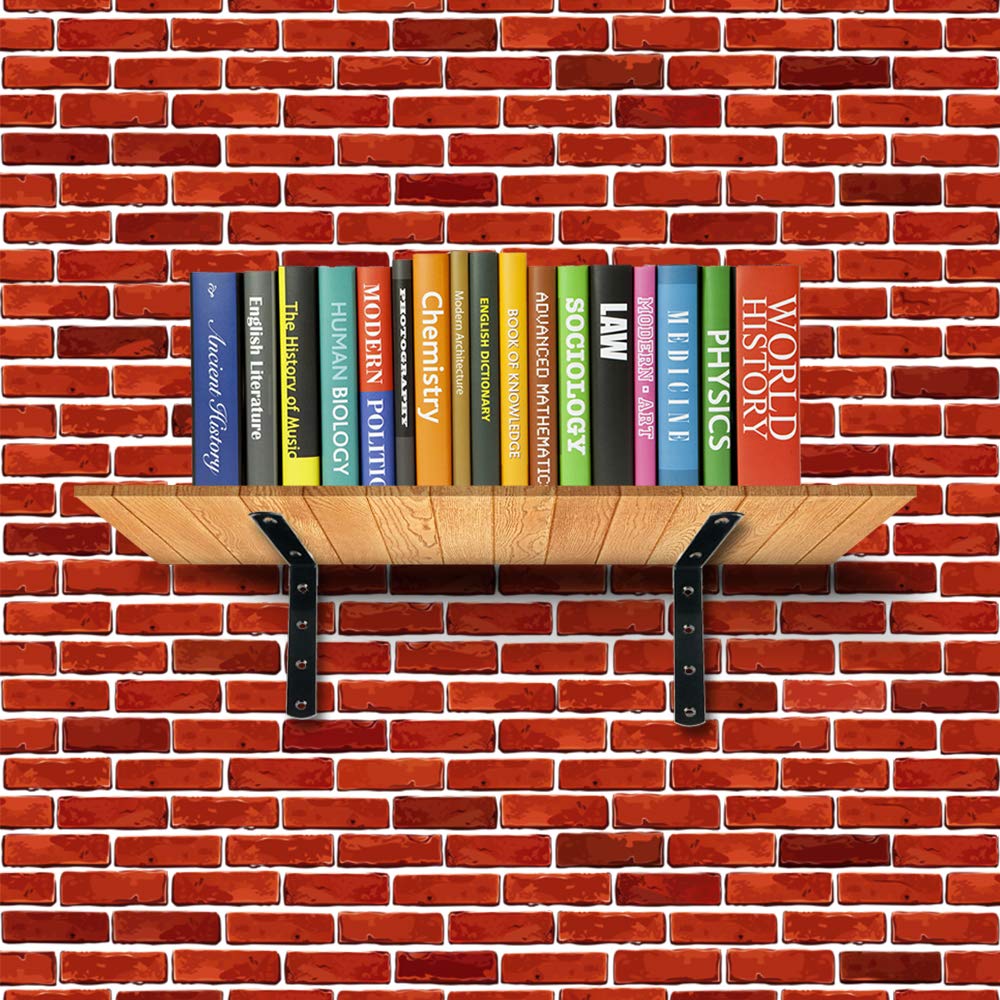 8pcs Shelf Brackets, SUMERSHA Iron L-Shaped Angle Bracket Joint Corner Brace Heavy Duty Shelf Bracket Black Corner Brackets for Wall Hanging with Screws 5\