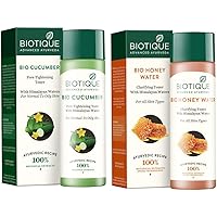 Biotique Bio Cucumber Pore Tightening Toner, 120ml And Biotique Bio Honey Water Clarifying Toner, 120ml