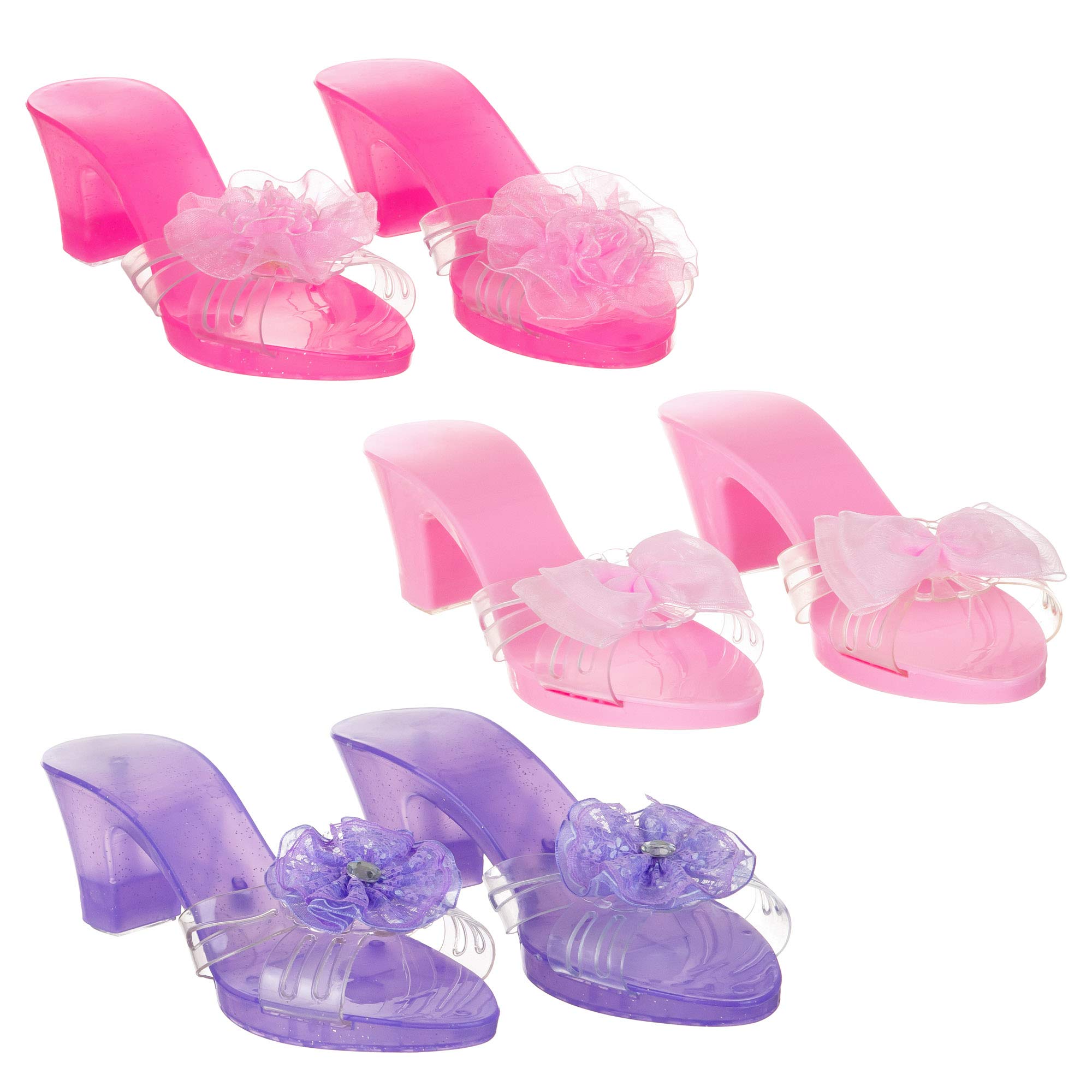 PRINCESS EXPRESSIONS 3 Pack Dress Up Kids Royalty Heels - Pretend Play High Heels for Kids, Princess Play Dress Shoes - Toddler Size 7-10