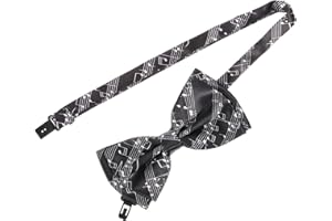 ibasenice Music Note Self Tie Bow Tie for Men and Boys Black and White Formal Bowtie with Costume Accessory