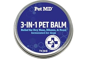 Pet MD Dog Paw Balm - 3-in-1 Paw, Nose/Snout, & Elbow Moisturizer & Paw Protectors for Dogs - 2 oz Paw Wax with Shea Butter, Coconut Oil, & Beeswax