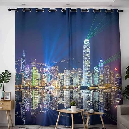 Amazon Com Andytours Curtains For Living Room Hong Kong Skyline
