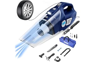 VARSK Car Vacuum Cleaner High Power, 4-in-1 Handheld Car Vacuum Portable Tire Inflator with LED Light and Digital Tire Pressure Gauge LCD Display, 12V DC, 15FT Cord, Car Gifts for Men Women