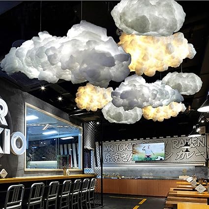 White Floating Cloud Pendant Restaurant Bar Lamp Fixture For