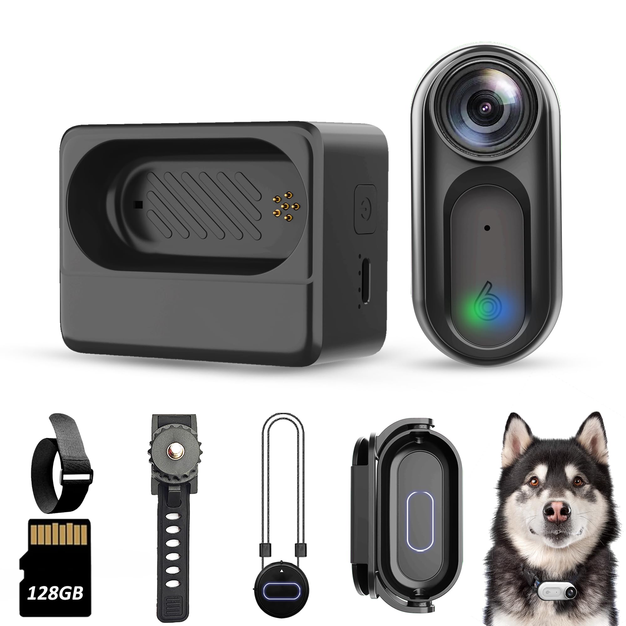 Photo 1 of 128GB FHD 1080P Mini Body Camera, IPX7 Waterproof Wearable Action Body Cam, Thumb Size Hands Free Recording Cameras with Audio & Video, Outdoor Portable Camcorder for Work, Travel, Pet (Black)