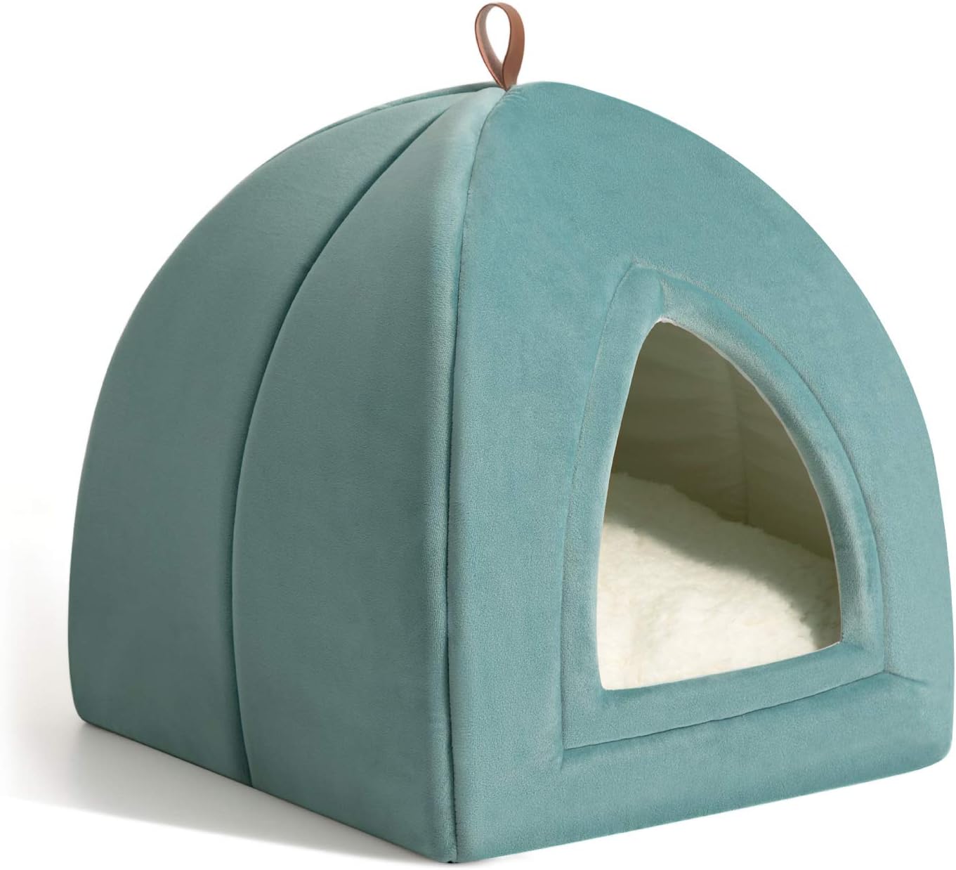Bedsure Pet Tent Cave Bed for Cats/Small Dogs - 15x15x15 inches 2-in-1 Cat Tent/Kitten Bed/Cat Hut with Removable Washable Cushioned Pillow - Microfiber Indoor Outdoor Pet Beds, Washed Blue : Pet Supplies
