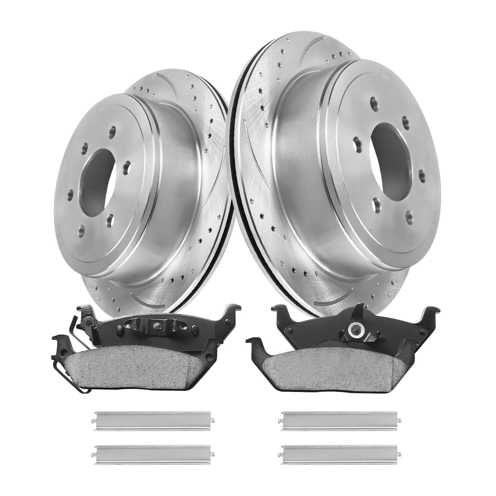 Photo 1 of funire Rear Brake Kit Compatible with F-150 2004-2011(6-Lug ONLY, Not 7-Lug), Lincoln Mark LT 2006-2008| Drilled & Slotted Disc Brake Rotors Ceramic Pads| Automotive Replacement | S-54111 & P-1012