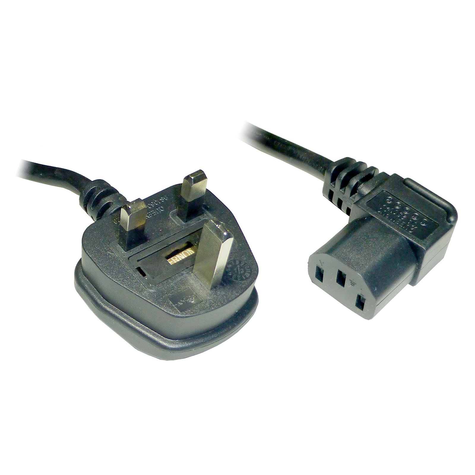 1.8M Right Angle Kettle Type IEC Power Mains Cable Lead - Black