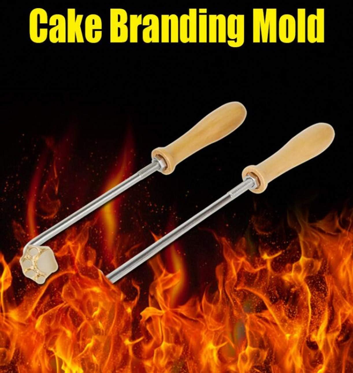 ZHONGJIUYUAN Custom Design Logo Stamp Branding Iron Handle Burning Mold Stamp on Beef Meat BBQ Cookie Cake bread Wooden Brass Mold (2 stlye handle +1 head,Choice your Design)