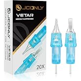Jconly VETAR Tattoo Cartridge Needles, Pro Tattoo Needles Cartridges #10 Bugpin 7 Round Liner Diameter 0.3mm Long Taper 5mm Cartridges for Artists 20PCS 1007RLL