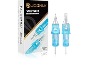 JCONLY VETAR TATTOO CARTRIDGE NEEDLES - 20Pcs Tattoo Needles #12 Standard 5 Round Liner Tattoo Cartridges 1205RLL Tattoo Needles Diameter 0.35mm Long Taper 5.5mm Cartridges