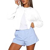 Kistore Womens Cropped Cardigan Sweaters Crew Neck Long Sleeve Button Up Sweaters Lightweight Knit Trendy Sweaters 2025
