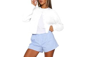 Kistore Womens Cropped Cardigan Sweaters Crew Neck Long Sleeve Button Up Sweaters Lightweight Knit Trendy Sweaters 2025