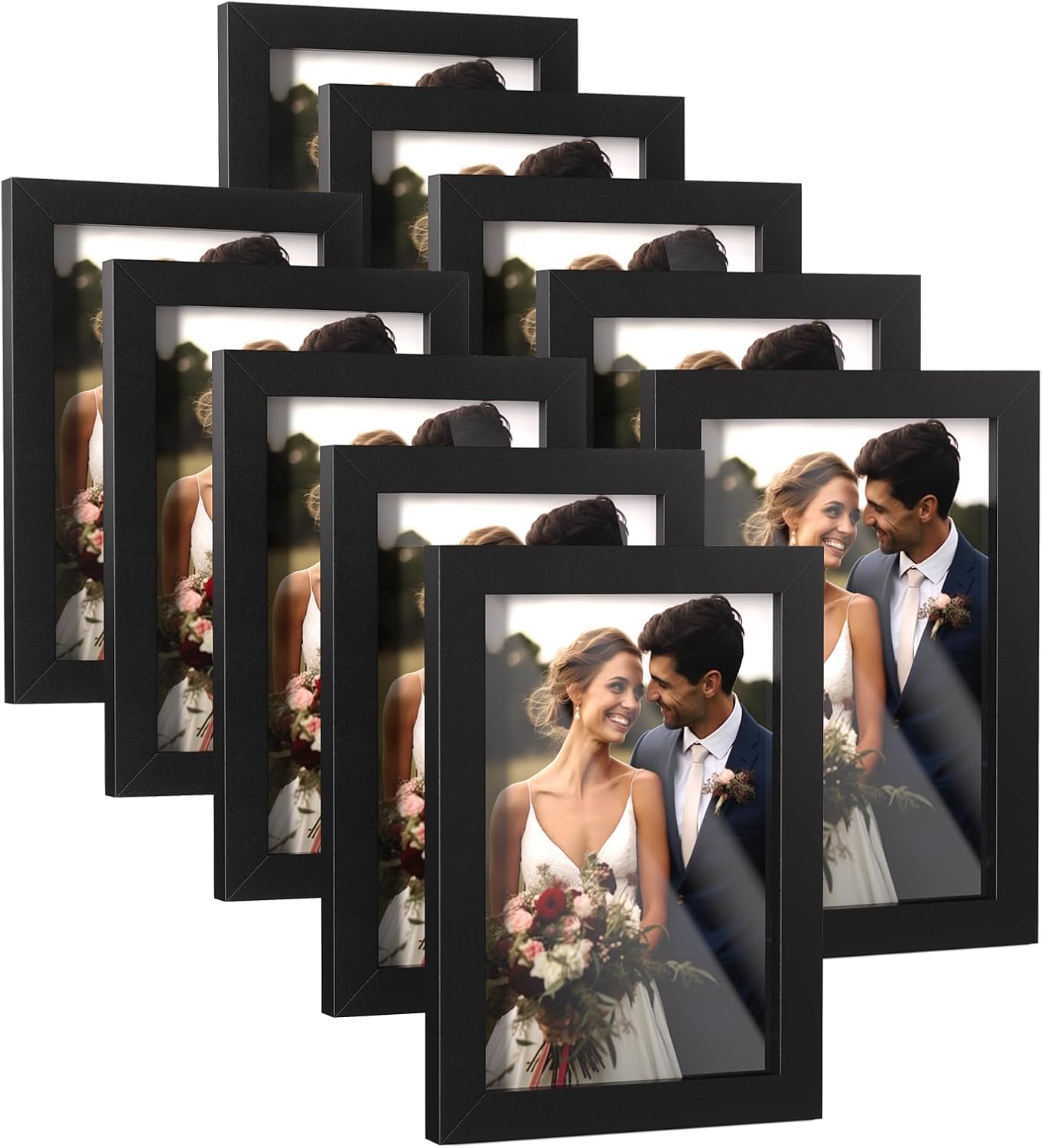 Photo Albums, Frames & Accessories - HappyHapi 4x6 Inch Picture Frames,Set of 10 Wooden Picture Frames, Tabletop or Wall Display Decoration for Photos, Paintings, Landscapes, Posters, Artwork (Black)