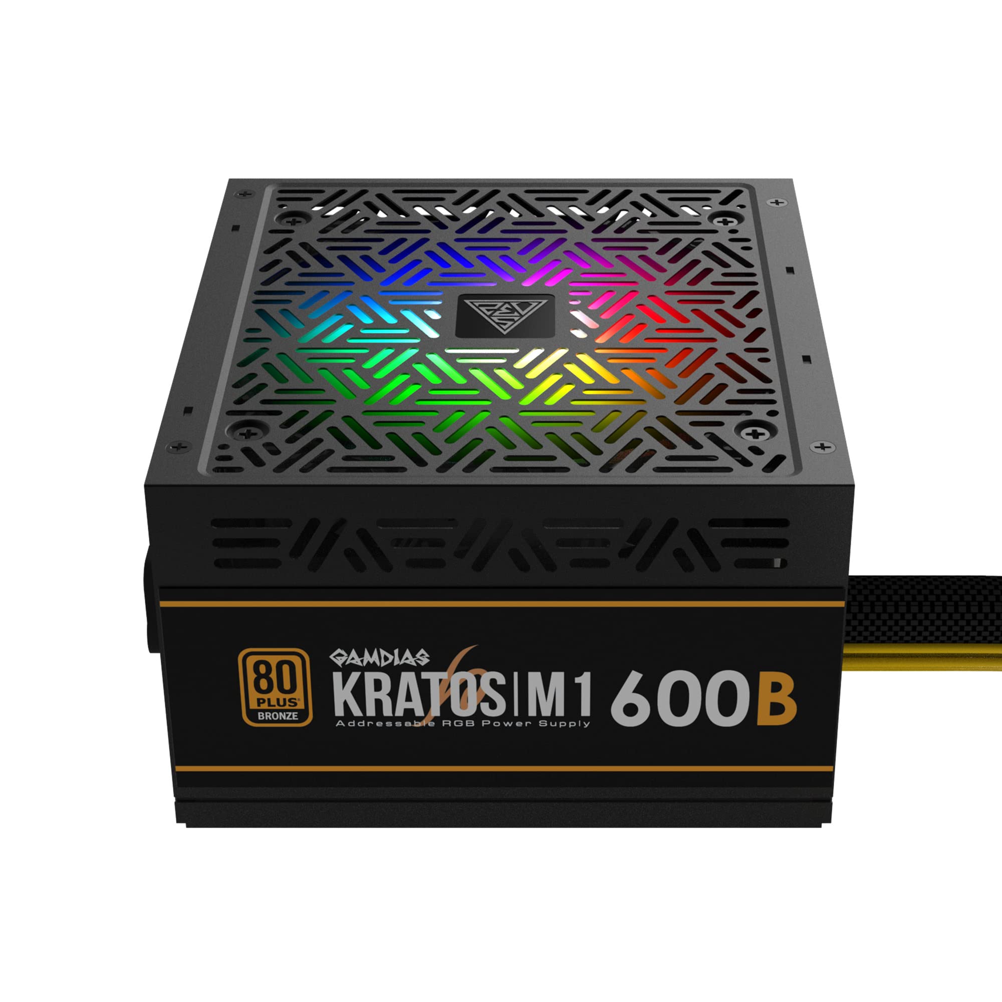 Photo 1 of GAMDIAS 600W Bronze PSU, RGB Gaming PC Power Supplies 600W 80 Plus Bronze Certified 600 Watt PSU for Computers with Active PFC, Kratos M1-600B