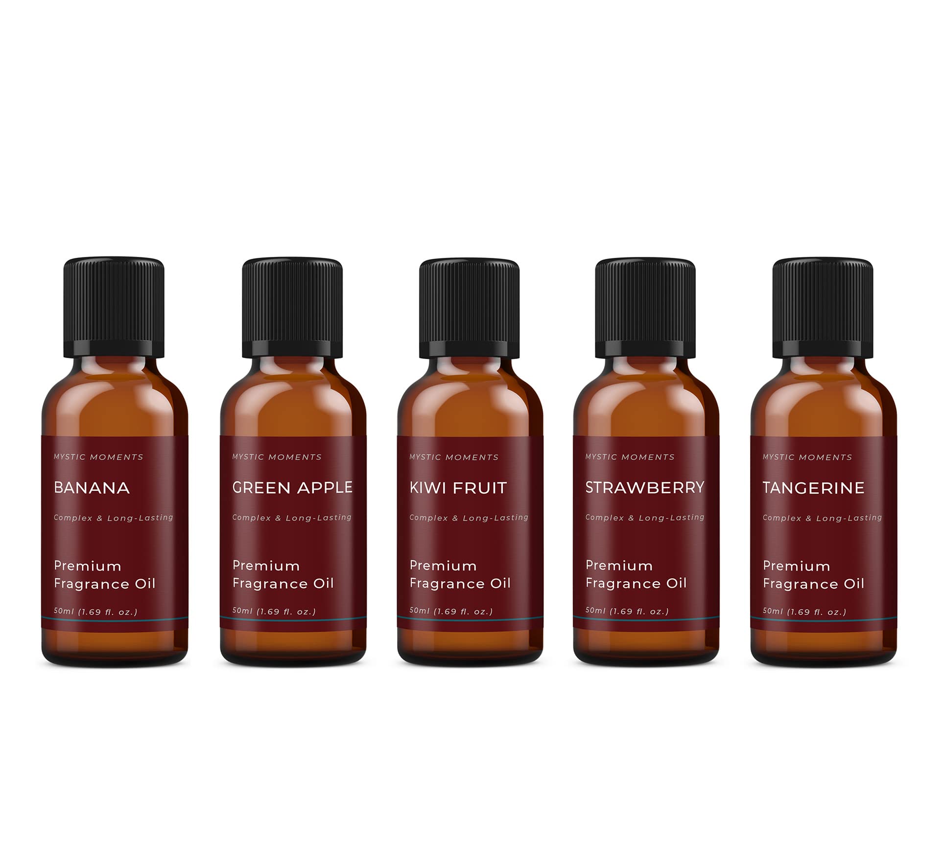 Mystic Moments | Fruit Salad Fragrant Oil Gift Starter Pack 5x50ml | 5 Sweet Fruity Fragrance Oils – Strawberry, Green Apple, Banana, Kiwi Fruit & Tangerine | Fun Fresh Home Fragrance