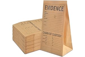 WANGDEFA 25 Pack Paper Evidence Bags 9.45 * 5 * 3 inch Crime Scene Paper Evidence Bag for Receipts (25)