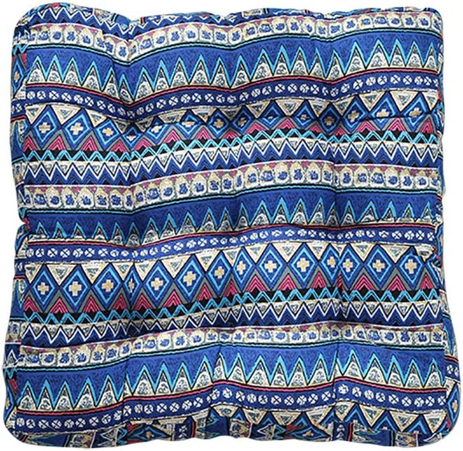 NOVWANG Cotton Linen Floor Pillow Cushion Japanese Futon Square Seat Cushion Thicken Chair Wave Window Pad 21" x 21",Blue Stripes
