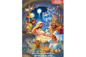 VERMONT CHRISTMAS COMPANY Baby in a Manger Chocolate Advent Calendar with Nativity Story