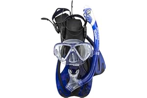 Cressi Junior Snorkeling Kit for Young Aged 3 to 10 - Mask + Dry Snorkel + Adjustable Fins + Net Bag - Lightweight Colorful Equipment - Rocks Pro Dry Set