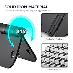 JOY DECOR 12 Pack Rounded Matte Black Door Hinges 3