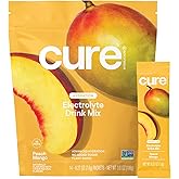 Cure Hydration | Plant-Based Electrolyte Drink Mix | No Added Sugar | FSA-HSA | Dehydration Relief Powder Made with Coconut Water | Non-GMO | Vegan | Pouch of 14 Packets - Peach Mango