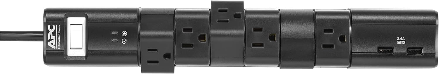 APC Surge Protector Power Strip, PE76, 1440 Joule, Flat Plug, 7 Outlet Strip: Electronics