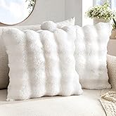 MIULEE Faux Fur Pillow Covers Thick Soft Plush Throw Pillows Luxury Spring Home Decor for Holiday Couch Bedroom Living Room Sofa,18x18 Inch Pack of 2 White