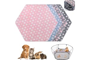 Preboun 4 Pcs 47 in Guinea Pig Playpen Pad Waterproof Hexagon Mat Reusable Dog Playpen Liner for Small Animal Rabbit Cage Tent Pee Pad Washable Yard Fence(Star)