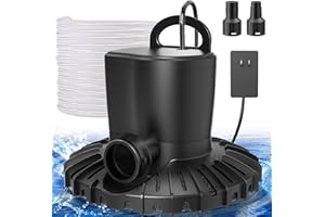 GAIZERL Pool Cover Pump, 3000L/H Automatic On Off Swimming Pool Cover Pump with 2 Garden Hose Adapters, 23ft Drainage Hose, and 49ft Power Cord, Submersible Water Pump for Pool, Tubs, and Water Beds
