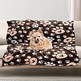Gowyeg Dog Blanket, Soft Fleece Dog Blankets for Small Medium Dogs, Fluffy Flannel Pet Cat Puppy Blanket Mat Cover for Bed Couch, Cute Paw Print Throw Blanket for Dogs,Brown, 40"X30"