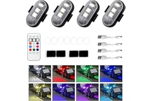 LSKASELUE 4 PCS Wireless LED Strobe Lights, Waterproof High Brightness 8 Colors Warning Light with Remote Control, USB Rechar