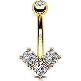 Agrewd 925 Sterling Silver Belly Button Rings 14G Heart Belly Navel Rings for Women Cute Navel Piercing Jewelry