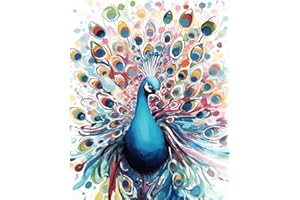 Natuyalo Paint by Numbers for Adults - DIY Adult Paint by Number Kits Painting on Canvas Colorful Peacock Painting by Numbers for Beginners, Animal Art Craft Kits for Adults (16x20 Inch)