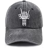 MANMESH HATT Skeleton Hand Hat for Men Women, Funny Adjustable Cotton Embroidered Guitar Music Lover Baseball Cap