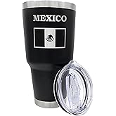 Palm City Products Premium 30 oz Mexico Engraved Black Tumbler with Slider Lid - Durable Insulated Mexican Flag Travel Coffee Mug - Ideal Gift for Dad, Travel, & Team Fans